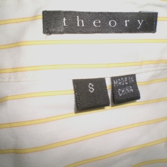 THEORY STRIPE BUTTON DOWN COTTON Shirt S - Picture 4 of 4